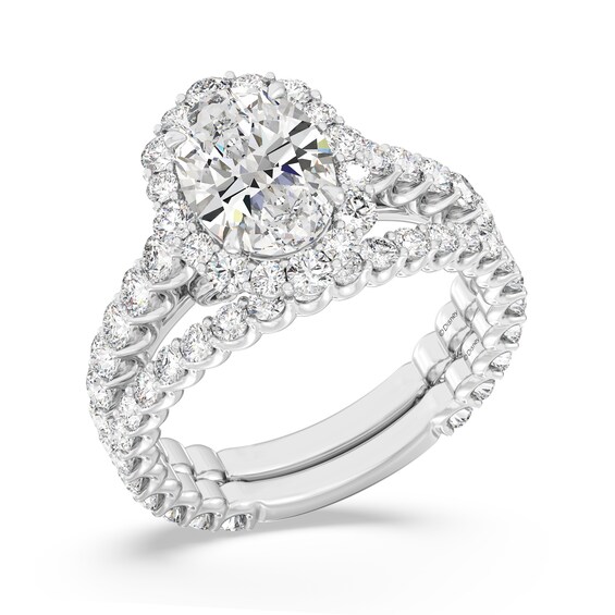 Enchanted Star Cinderella 4-3/4 CT. T.w. Oval Certified Lab-Grown Diamond Frame Engagement Ring in 14K White Gold
