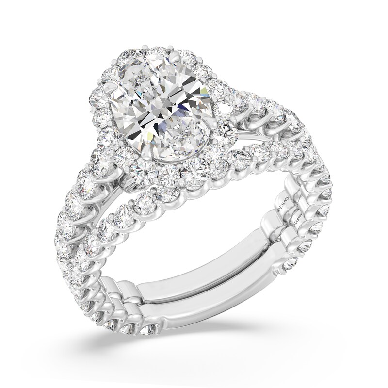 Main Image 4 of Enchanted Star Cinderella 4-3/4 CT. T.W. Oval Certified Lab-Grown Diamond Frame Engagement Ring in 14K White Gold