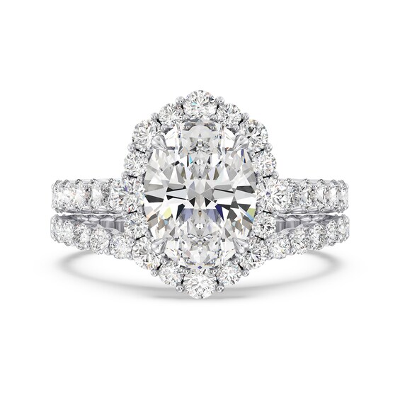 Enchanted Star Cinderella 4-3/4 CT. T.w. Oval Certified Lab-Grown Diamond Frame Engagement Ring in 14K White Gold