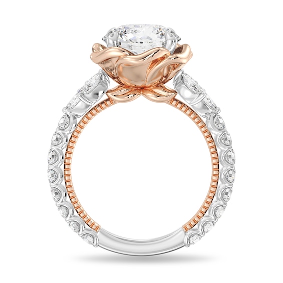 Enchanted Star Belle 4 CT. T.w. Certified Lab-Grown Diamond Rose with Leaf Engagement Ring in 14K Two-Tone Gold