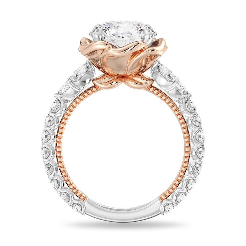 Main Image 2 of Enchanted Star Belle 4 CT. T.W. Certified Lab-Grown Diamond Rose with Leaf Engagement Ring in 14K Two-Tone Gold