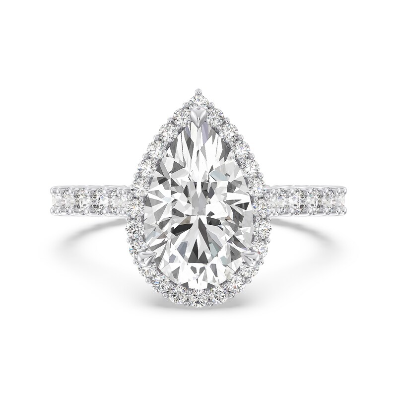 Main Image 3 of Enchanted Star Ariel 4 CT. T.W. Pear-Shaped Certified Lab-Grown Diamond Frame Engagement Ring in 14K Two-Tone Gold