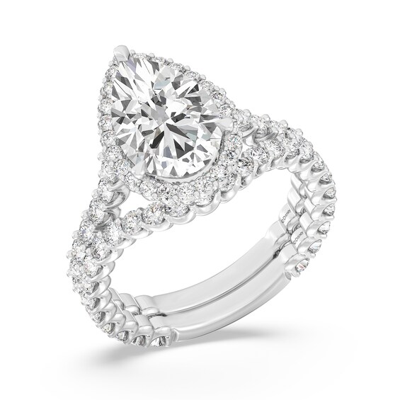 Enchanted Star Ariel 4 CT. T.w. Pear-Shaped Certified Lab-Grown Diamond Frame Engagement Ring in 14K Two-Tone Gold