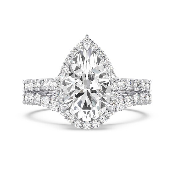 Enchanted Star Ariel 4 CT. T.w. Pear-Shaped Certified Lab-Grown Diamond Frame Engagement Ring in 14K Two-Tone Gold