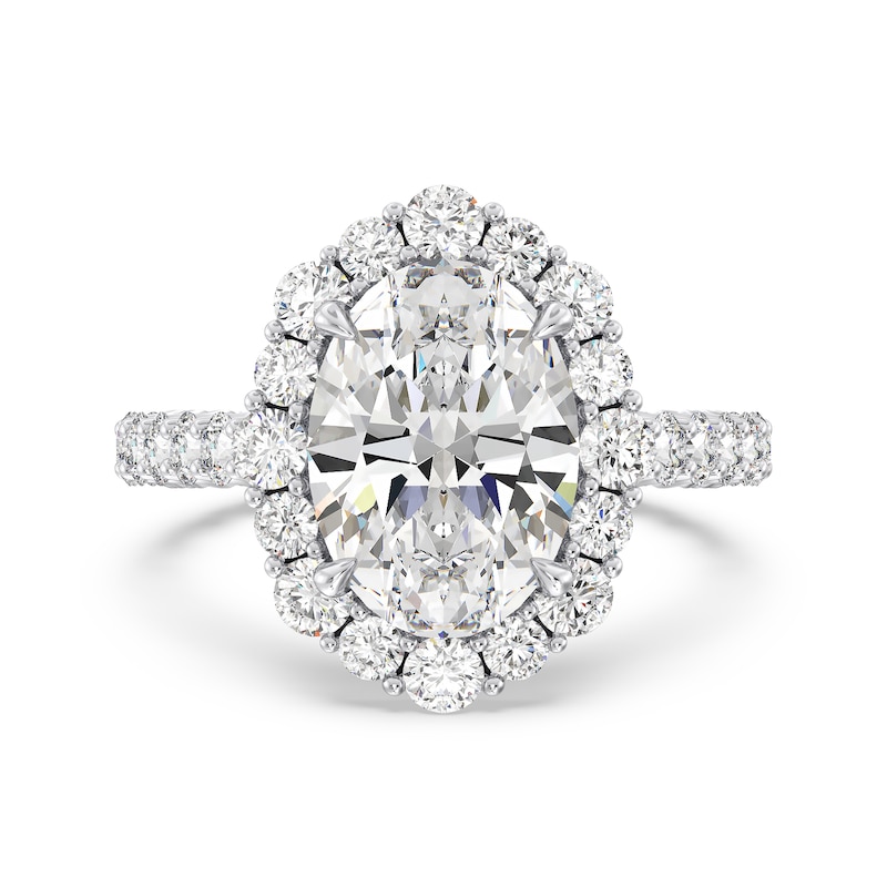 Main Image 3 of Enchanted Star Cinderella 6 CT. T.W. Oval Certified Lab-Grown Diamond Frame Engagement Ring in 14K White Gold