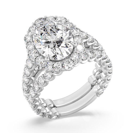 Enchanted Star Cinderella CT. T.w. Oval Certified Lab-Grown Diamond Frame Engagement Ring in 14K White Gold
