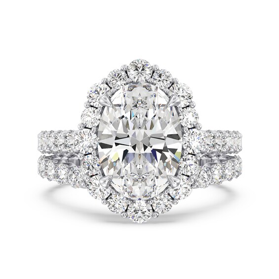 Enchanted Star Cinderella CT. T.w. Oval Certified Lab-Grown Diamond Frame Engagement Ring in 14K White Gold