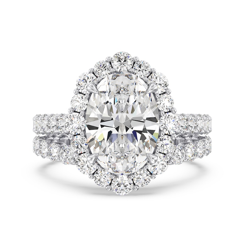 Main Image 5 of Enchanted Star Cinderella 6 CT. T.W. Oval Certified Lab-Grown Diamond Frame Engagement Ring in 14K White Gold