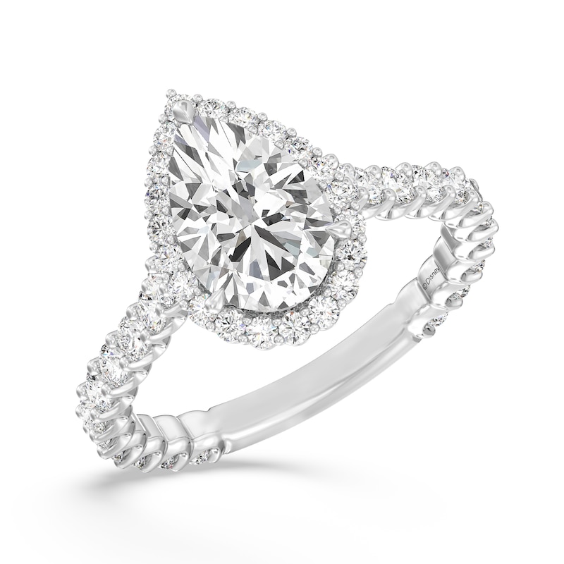 Main Image 1 of Enchanted Star Ariel 3 CT. T.W. Pear-Shaped Certified Lab-Grown Diamond Frame Engagement Ring in 14K Two-Tone Gold