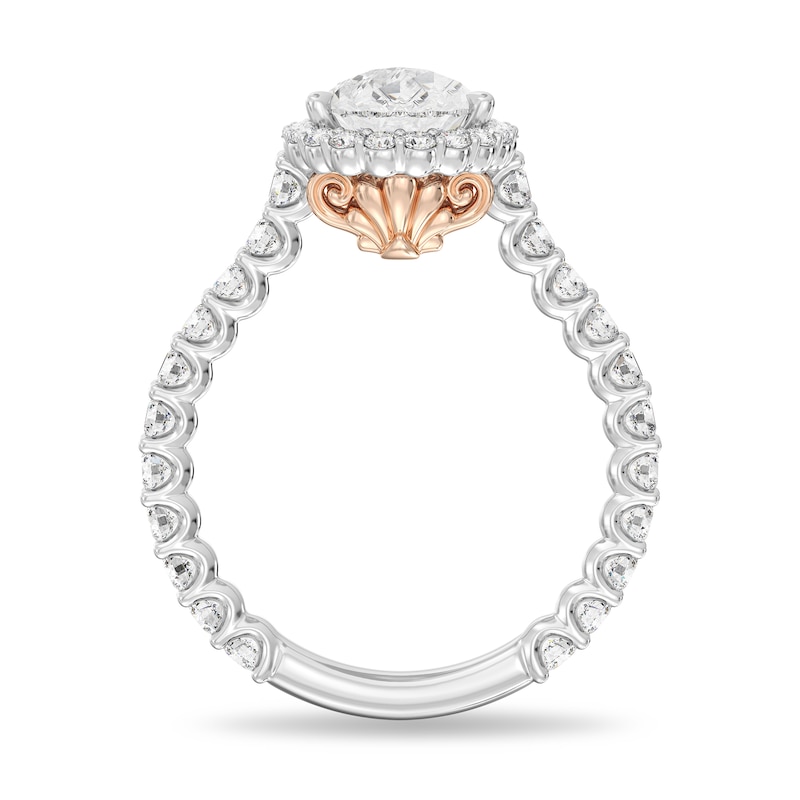 Main Image 2 of Enchanted Star Ariel 3 CT. T.W. Pear-Shaped Certified Lab-Grown Diamond Frame Engagement Ring in 14K Two-Tone Gold