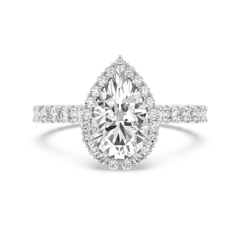 Main Image 3 of Enchanted Star Ariel 3 CT. T.W. Pear-Shaped Certified Lab-Grown Diamond Frame Engagement Ring in 14K Two-Tone Gold