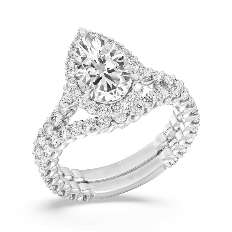 Main Image 4 of Enchanted Star Ariel 3 CT. T.W. Pear-Shaped Certified Lab-Grown Diamond Frame Engagement Ring in 14K Two-Tone Gold