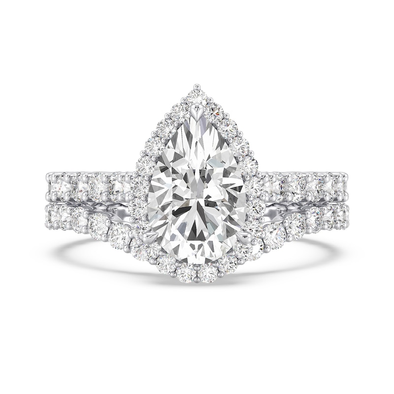 Main Image 5 of Enchanted Star Ariel 3 CT. T.W. Pear-Shaped Certified Lab-Grown Diamond Frame Engagement Ring in 14K Two-Tone Gold