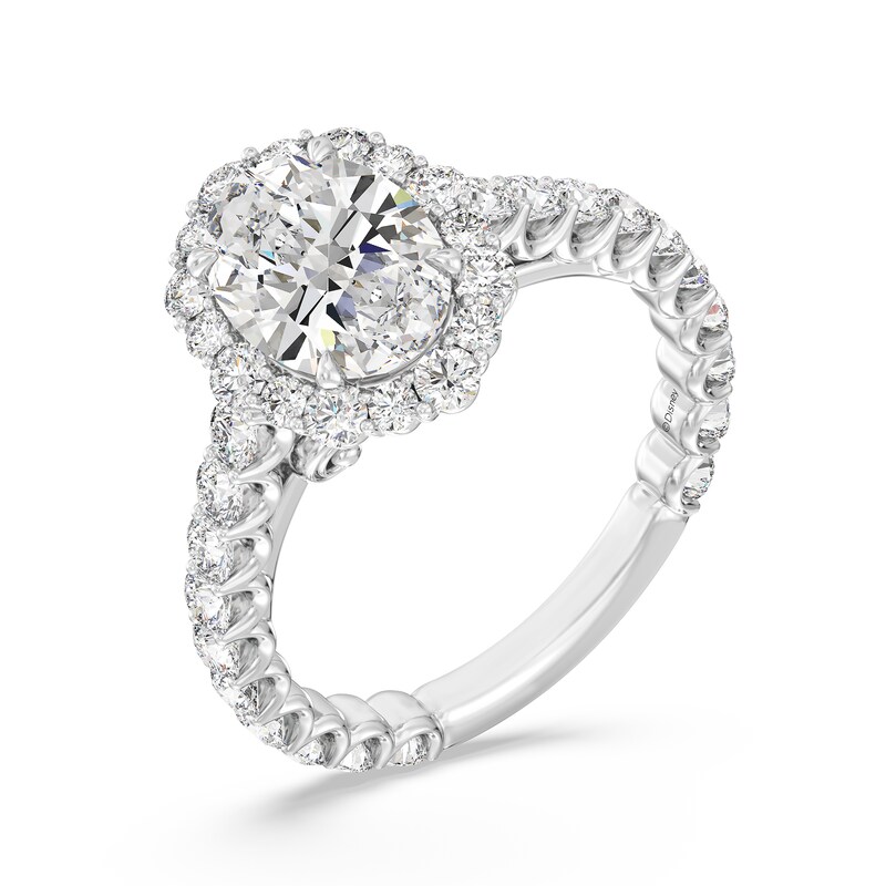 Main Image 1 of Enchanted Star Cinderella 3-1/2 CT. T.W. Oval Certified Lab-Grown Diamond Frame Engagement Ring in 14K White Gold