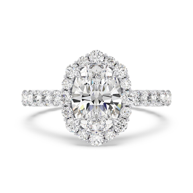 Main Image 3 of Enchanted Star Cinderella 3-1/2 CT. T.W. Oval Certified Lab-Grown Diamond Frame Engagement Ring in 14K White Gold