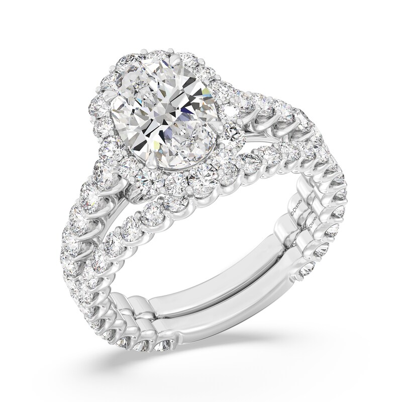 Main Image 4 of Enchanted Star Cinderella 3-1/2 CT. T.W. Oval Certified Lab-Grown Diamond Frame Engagement Ring in 14K White Gold
