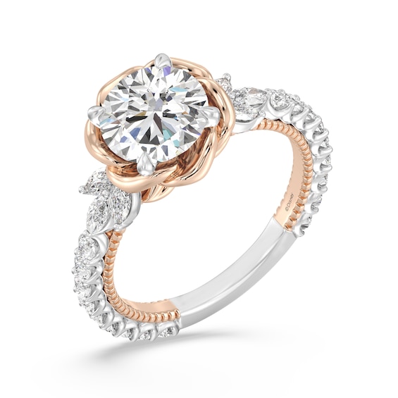 Enchanted Star Belle 2-3/4 CT. T.w. Certified Lab-Grown Diamond Rose with Leaf Engagement Ring in 14K Two-Tone Gold