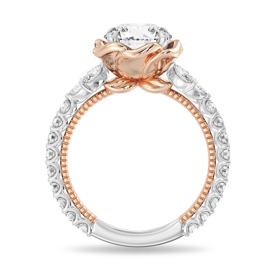 Enchanted Star Belle 2-3/4 CT. T.w. Certified Lab-Grown Diamond Rose with Leaf Engagement Ring in 14K Two-Tone Gold