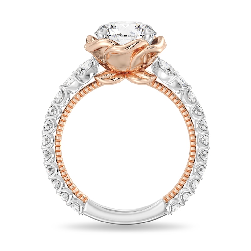 Main Image 2 of Enchanted Star Belle 2-3/4 CT. T.W. Certified Lab-Grown Diamond Rose with Leaf Engagement Ring in 14K Two-Tone Gold