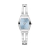 Thumbnail Image 1 of Ladies' Caravelle by Bulova Modern Crystal Accent Bangle Watch with Tonneau Light Blue Dial (Model: 43L223)