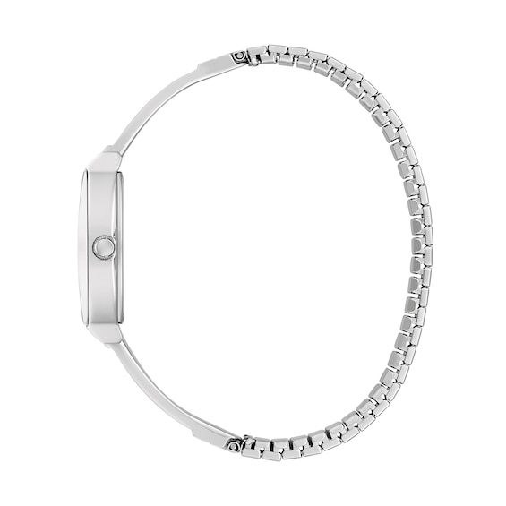 Ladies' Caravelle by Bulova Modern Crystal Accent Bangle Watch with Tonneau Light Blue Dial (Model: 43L223)