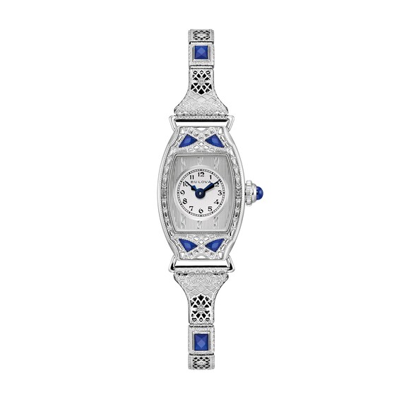Ladiesâ Bulova 150th Anniversary Limited Edition Miss America Bangle Watch with Tonneau Silver-Tone Dial (Model: 96L340)
