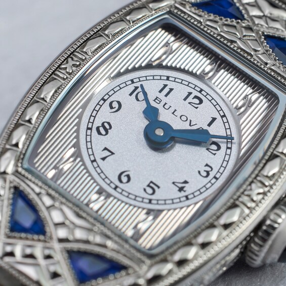 Ladiesâ Bulova 150th Anniversary Limited Edition Miss America Bangle Watch with Tonneau Silver-Tone Dial (Model: 96L340)