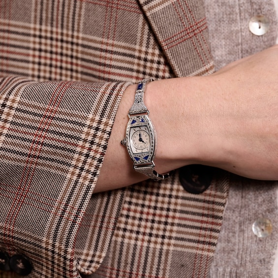 Ladiesâ Bulova 150th Anniversary Limited Edition Miss America Bangle Watch with Tonneau Silver-Tone Dial (Model: 96L340)