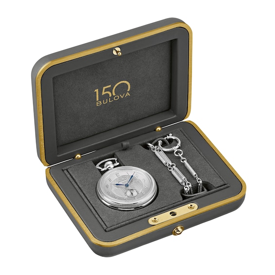 Bulova 150th Anniversary Limited Edition Pocket Watch with Silver-Tone Dial (Model: 96A325)