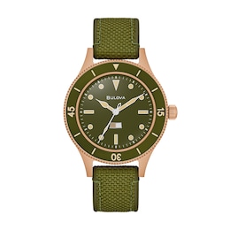Men's Bulova 150th Anniversary Special Edition MIL-SHIPS Bronze Case Automatic Watch with Green Dial (Model: 98A324)