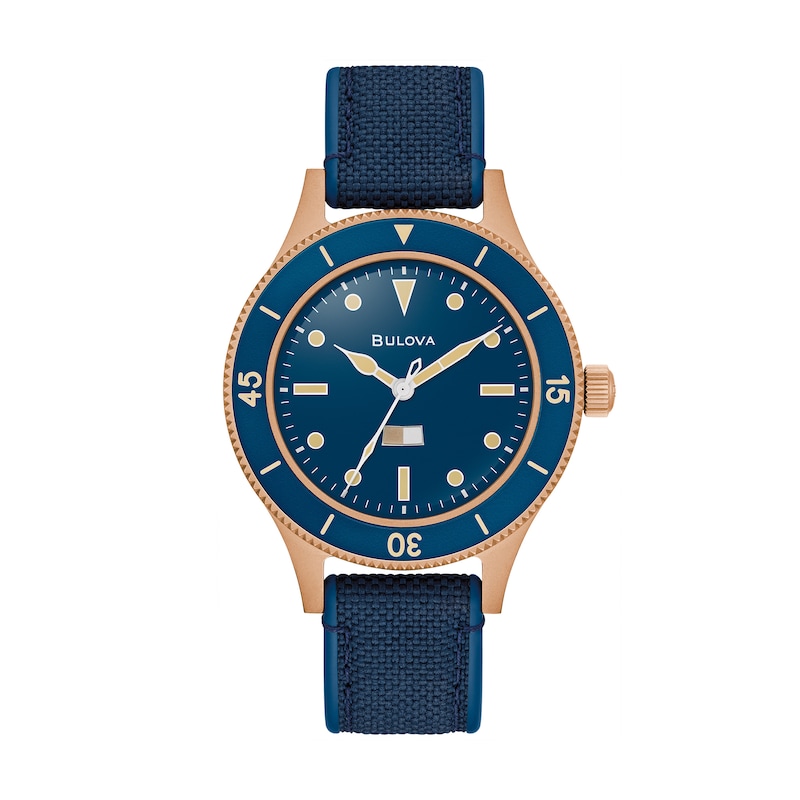 Main Image 1 of Men's Bulova 150th Anniversary Special Edition MIL-SHIPS Bronze Case Automatic Watch with Blue Dial (Model: 98A325)
