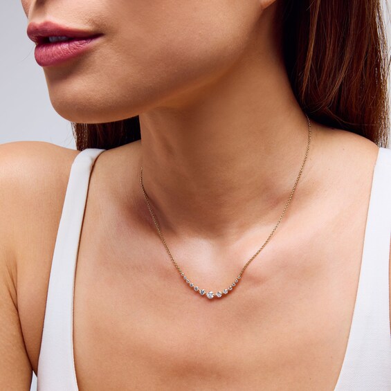 1 CT. T.w. Certified Lab-Grown Diamond Graduated Necklace in 10K Gold (F/Vs2)