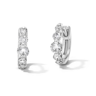 1/2 CT. T.W. Lab-Grown Diamond Graduated Five Stone Huggie Hoop Earrings in 10K White Gold (F/VS2)