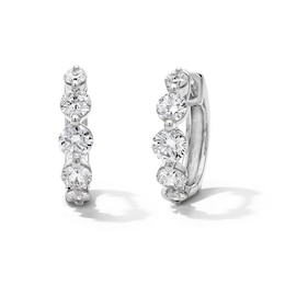 1 CT. T.W. Certified Lab-Grown Diamond Graduated Five Stone Huggie Hoop Earrings in 10K White Gold (F/VS2)