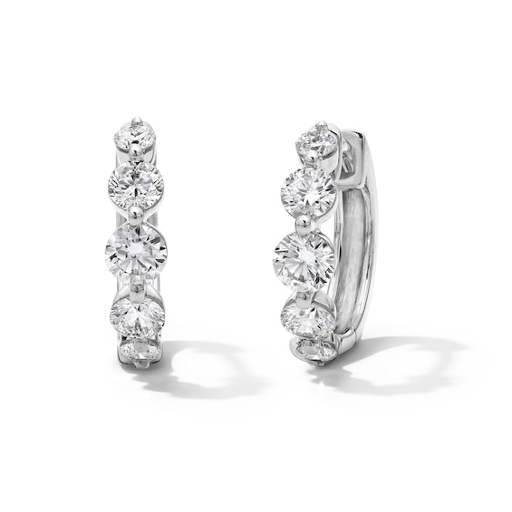 1 CT. T.w. Certified Lab-Grown Diamond Graduated Five Stone Huggie Hoop Earrings in 10K White Gold (F/Vs2)