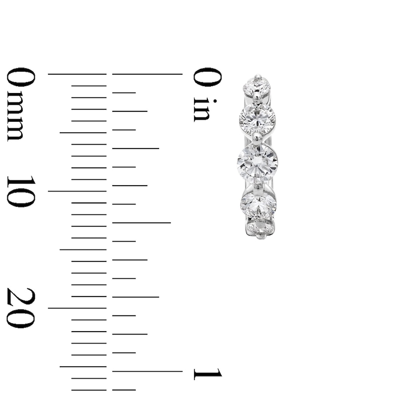 Main Image 3 of 1 CT. T.W. Certified Lab-Grown Diamond Graduated Five Stone Huggie Hoop Earrings in 10K White Gold (F/VS2)