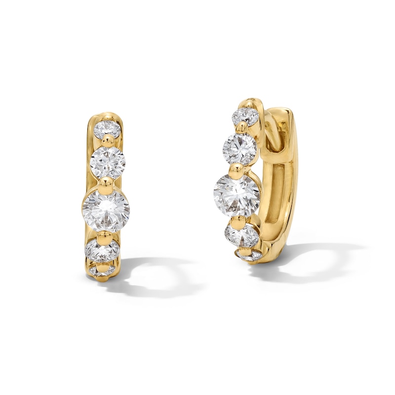 Main Image 1 of 1/2 CT. T.W. Certified Lab-Grown Diamond Graduated Five Stone Huggie Hoop Earrings in 10K Gold (F/VS2)