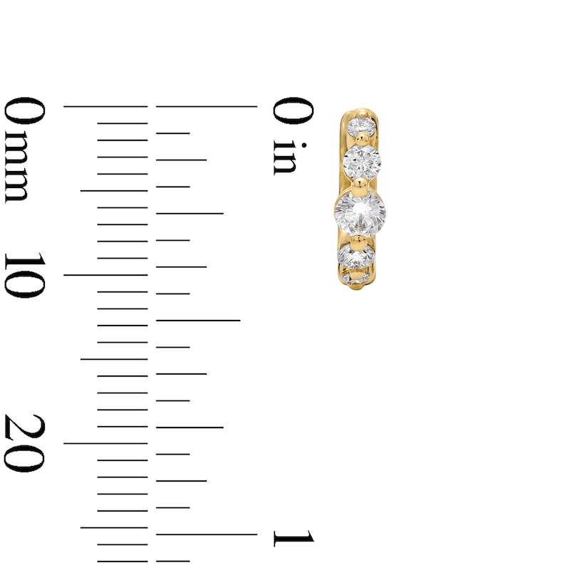Main Image 3 of 1/2 CT. T.W. Certified Lab-Grown Diamond Graduated Five Stone Huggie Hoop Earrings in 10K Gold (F/VS2)
