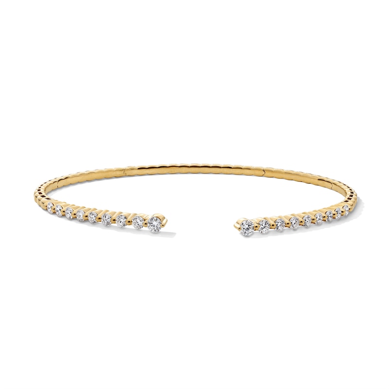 Main Image 1 of 1 CT. T.W. Certified Lab-Grown Diamond Graduated Open Flex Bangle in 10K Gold (F/VS2) - 6.0"