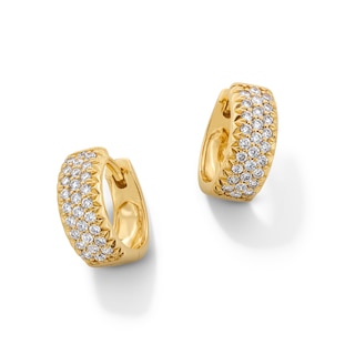 1/2 CT. T.W. Lab-Grown Diamond Triple Row Huggie Hoop Earrings in 10K Gold (F/VS2)