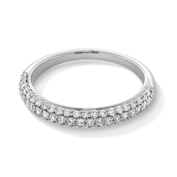 1/2 CT. T.w. Certified Lab-Grown Diamond Rounded Triple Row Band in 10K White Gold (F/Vs2)