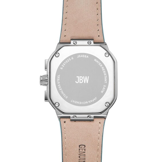 Men's JBW Orion 5/8 CT. T.w. Diamond Navy Blue Leather Strap Chronograph Watch with Silver-Tone Dial (Model: J6408A)