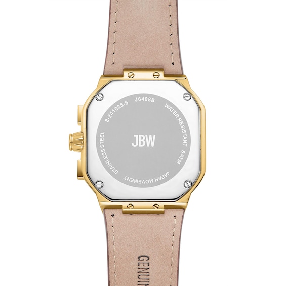 Men's JBW Orion 5/8 CT. T.w. Diamond 18K Gold Plate Brown Strap Chronograph Watch with Gold-Tone Dial (Model: J6408B)