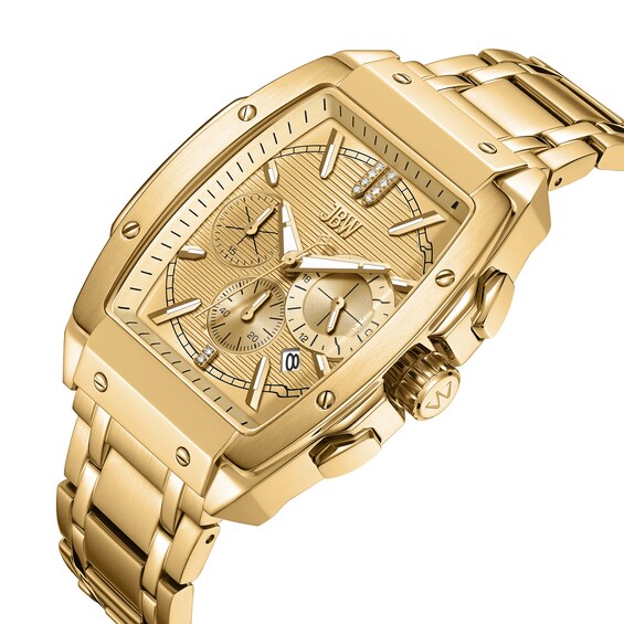Men's JBW Echelon 1/2 CT. T.w. Diamond 18K Gold Plate Chronograph Watch with Tonneau Gold-Tone Dial (Model: J6409A)