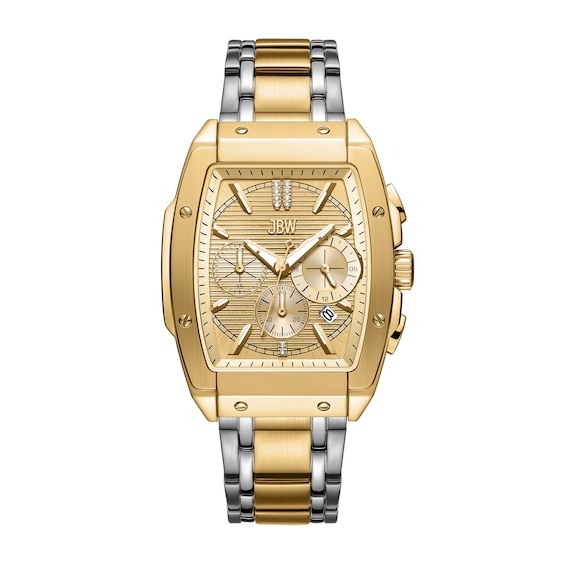Men's JBW Echelon 1/2 CT. T.w. Diamond Two-Tone Chronograph Watch with Tonneau Gold-Tone Dial (Model: J6409B)