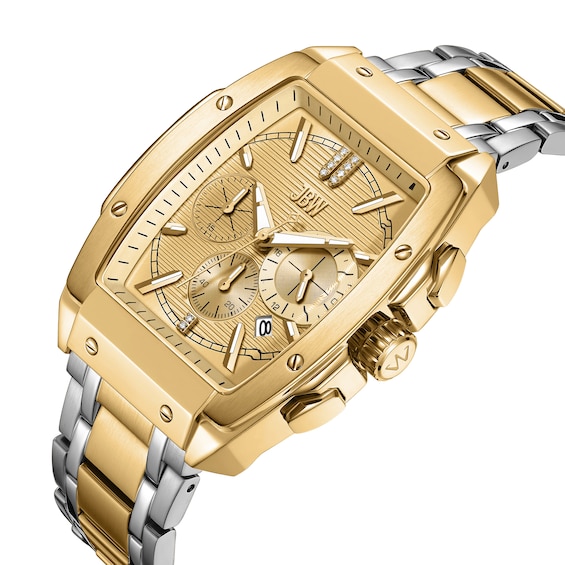 Men's JBW Echelon 1/2 CT. T.w. Diamond Two-Tone Chronograph Watch with Tonneau Gold-Tone Dial (Model: J6409B)