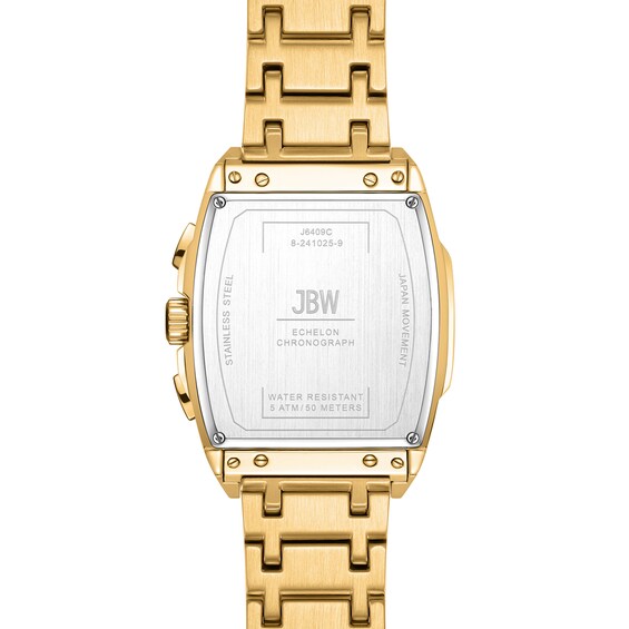 Men's JBW Echelon 1/2 CT. T.w. Diamond 18K Gold Plate Chronograph Watch with Tonneau Brown Dial (Model: J6409C)