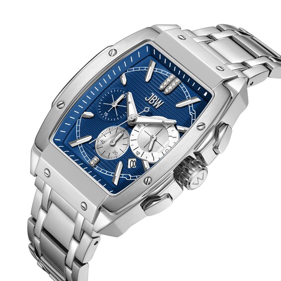 Men's JBW Echelon 1/2 CT. T.w. Diamond Chronograph Watch with Tonneau Blue Dial (Model: J6409D)