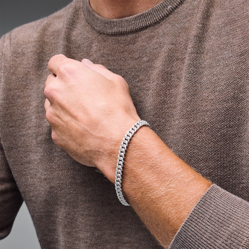 Main Image 2 of 3-1/3 CT. T.W. Certified Lab-Grown Diamond Curb Chain Bracelet in Solid Sterling Silver (F/SI2) - 8.5”