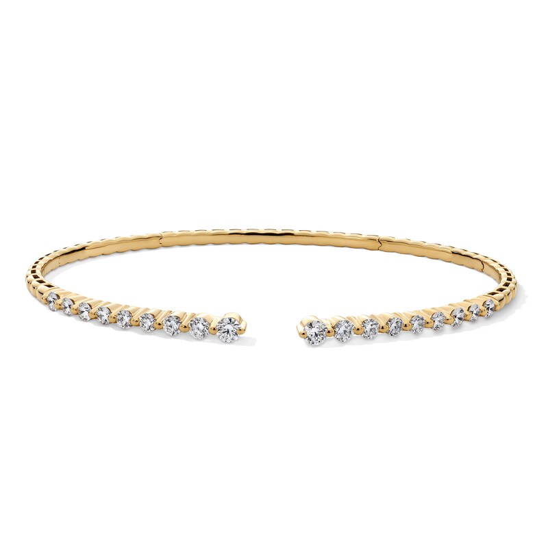 Main Image 1 of 1 CT. T.W. Certified Lab-Grown Diamond Graduated Open Flex Bangle in 10K Gold (F/VS2)